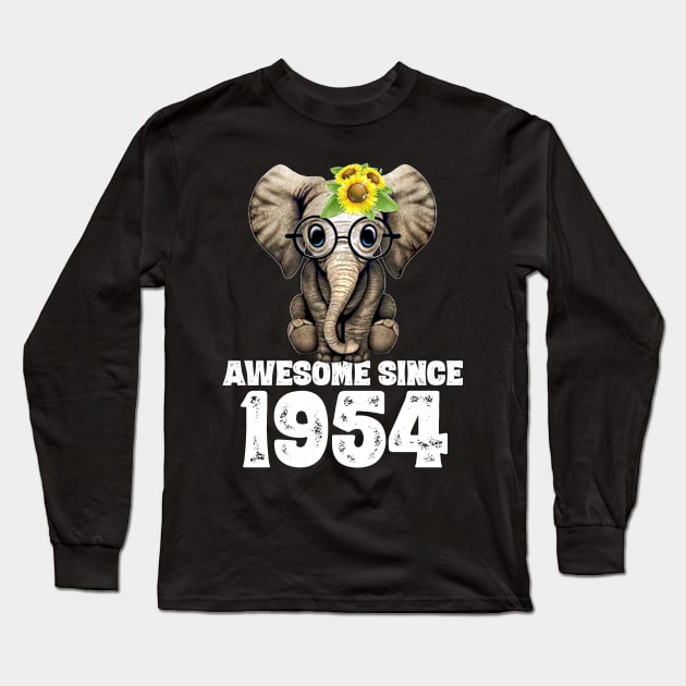 Awesome since 1954 66 Years Old Bday Gift 66th Birthday Long Sleeve T-Shirt by DoorTees